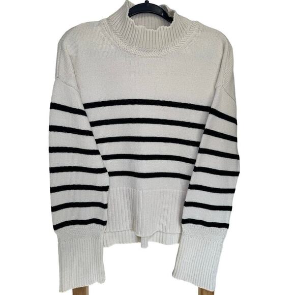 Veronica Beard Lancetti Sweater Turtleneck Knitted Stripes White Black Size XL - Picture 4 of 10